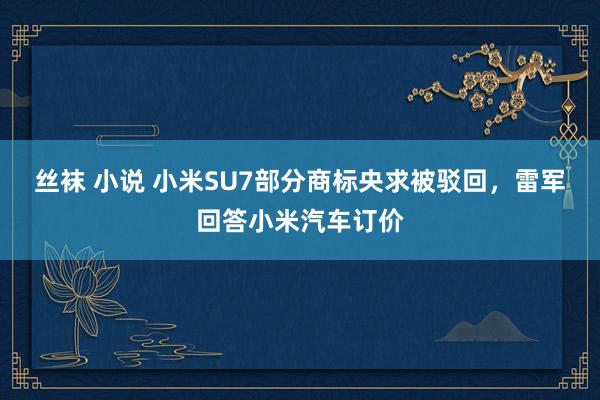 丝袜 小说 小米SU7部分商标央求被驳回，雷军回答小米汽车订价