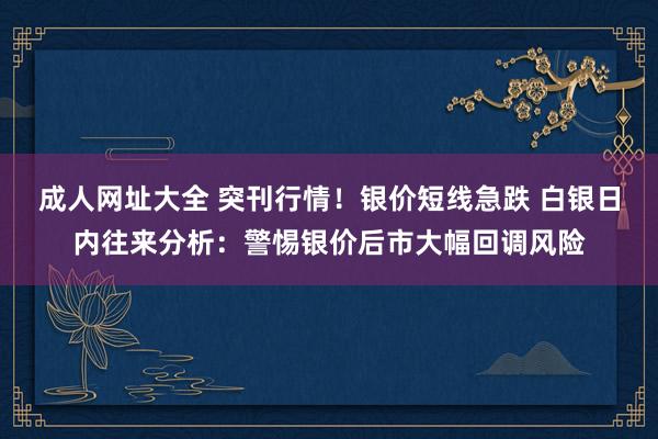 成人网址大全 突刊行情！银价短线急跌 白银日内往来分析：警惕银价后市大幅回调风险