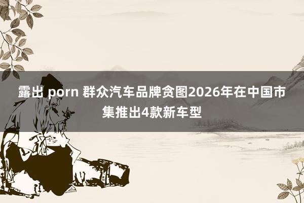 露出 porn 群众汽车品牌贪图2026年在中国市集推出4款新车型