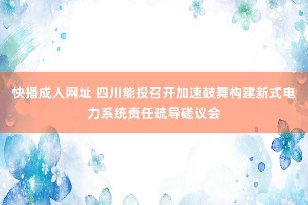 快播成人网址 四川能投召开加速鼓舞构建新式电力系统责任疏导磋议会