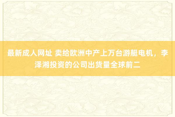 最新成人网址 卖给欧洲中产上万台游艇电机，李泽湘投资的公司出货量全球前二