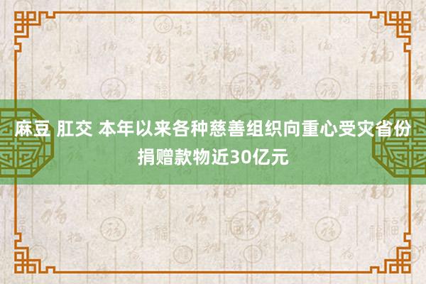 麻豆 肛交 本年以来各种慈善组织向重心受灾省份捐赠款物近30亿元