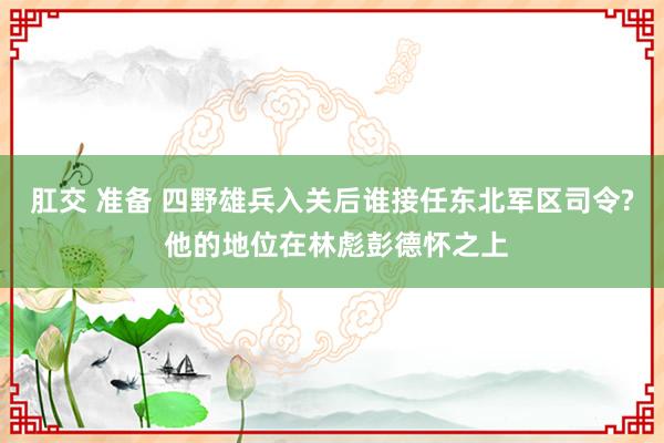 肛交 准备 四野雄兵入关后谁接任东北军区司令? 他的地位在林彪彭德怀之上