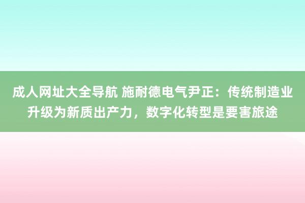 成人网址大全导航 施耐德电气尹正：传统制造业升级为新质出产力，数字化转型是要害旅途