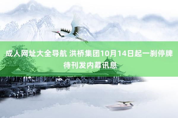 成人网址大全导航 洪桥集团10月14日起一刹停牌 待刊发内幕讯息