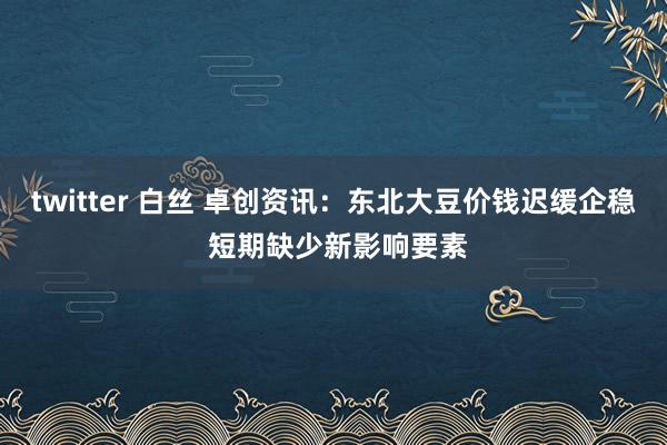 twitter 白丝 卓创资讯：东北大豆价钱迟缓企稳 短期缺少新影响要素