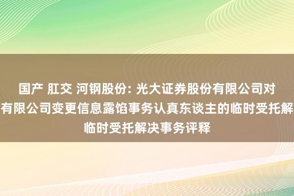 国产 肛交 河钢股份: 光大证券股份有限公司对于河钢股份有限公司变更信息露馅事务认真东谈主的临时受托解决事务评释