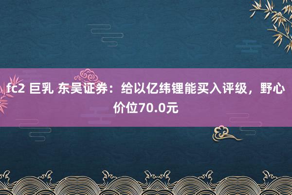 fc2 巨乳 东吴证券：给以亿纬锂能买入评级，野心价位70.0元