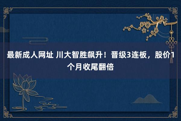 最新成人网址 川大智胜飙升！晋级3连板，股价1个月收尾翻倍