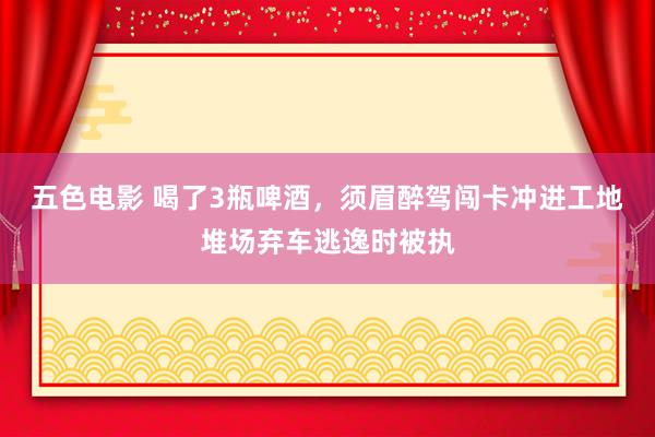 五色电影 喝了3瓶啤酒，须眉醉驾闯卡冲进工地堆场弃车逃逸时被执