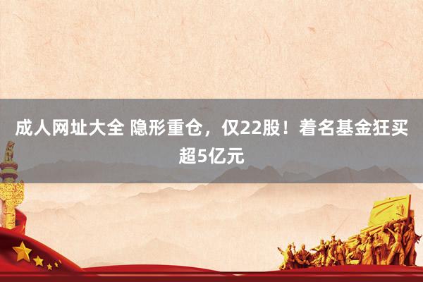 成人网址大全 隐形重仓，仅22股！着名基金狂买超5亿元