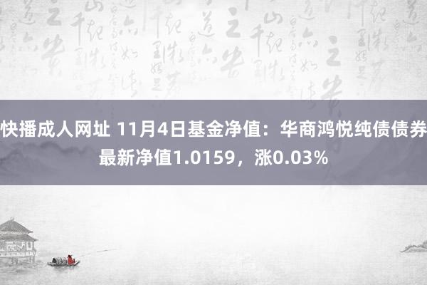 快播成人网址 11月4日基金净值：华商鸿悦纯债债券最新净值1.0159，涨0.03%