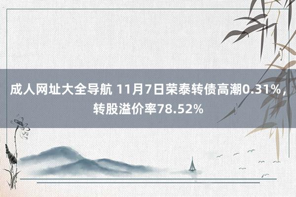 成人网址大全导航 11月7日荣泰转债高潮0.31%，转股溢价率78.52%