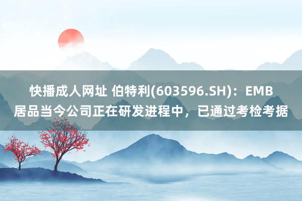 快播成人网址 伯特利(603596.SH)：EMB居品当今公司正在研发进程中，已通过考检考据