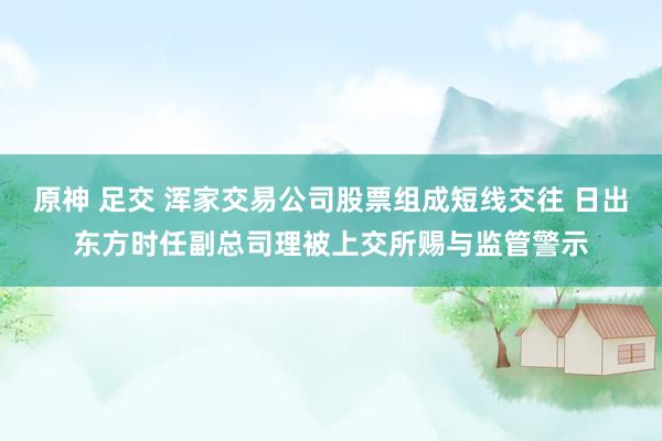 原神 足交 浑家交易公司股票组成短线交往 日出东方时任副总司理被上交所赐与监管警示