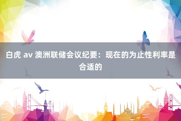 白虎 av 澳洲联储会议纪要：现在的为止性利率是合适的