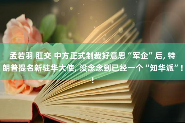 孟若羽 肛交 中方正式制裁好意思“军企”后， 特朗普提名新驻华大使， 没念念到已经一个“知华派”!