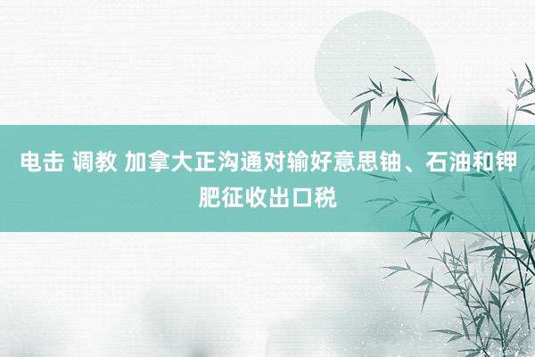 电击 调教 加拿大正沟通对输好意思铀、石油和钾肥征收出口税