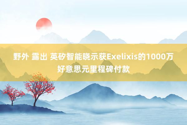 野外 露出 英矽智能晓示获Exelixis的1000万好意思元里程碑付款