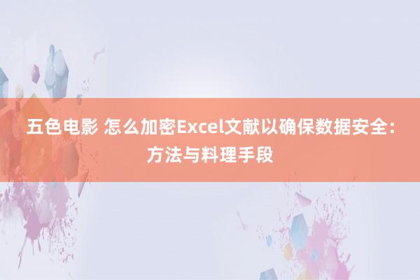 五色电影 怎么加密Excel文献以确保数据安全：方法与料理手段