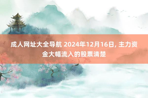 成人网址大全导航 2024年12月16日， 主力资金大幅流入的股票清楚