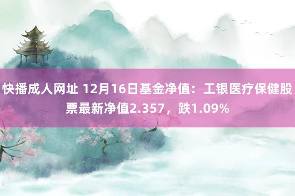 快播成人网址 12月16日基金净值：工银医疗保健股票最新净值2.357，跌1.09%