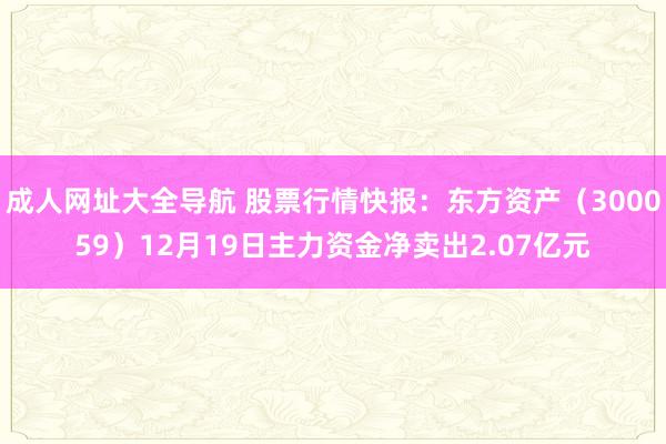 成人网址大全导航 股票行情快报：东方资产（300059）12月19日主力资金净卖出2.07亿元