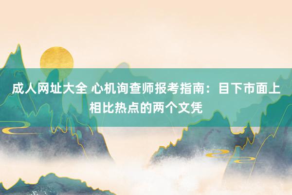 成人网址大全 心机询查师报考指南：目下市面上相比热点的两个文凭