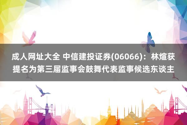 成人网址大全 中信建投证券(06066)：林煊获提名为第三届监事会鼓舞代表监事候选东谈主