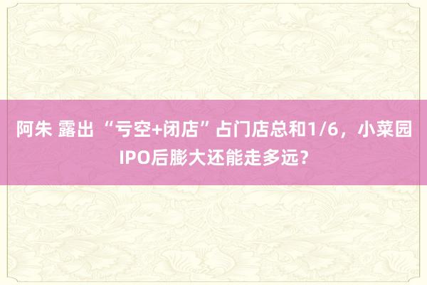 阿朱 露出 “亏空+闭店”占门店总和1/6，小菜园IPO后膨大还能走多远？