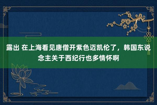 露出 在上海看见唐僧开紫色迈凯伦了，韩国东说念主关于西纪行也多情怀啊