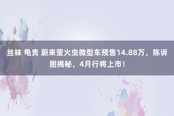 丝袜 龟责 蔚来萤火虫微型车预售14.88万，陈诉图揭秘，4月行将上市！