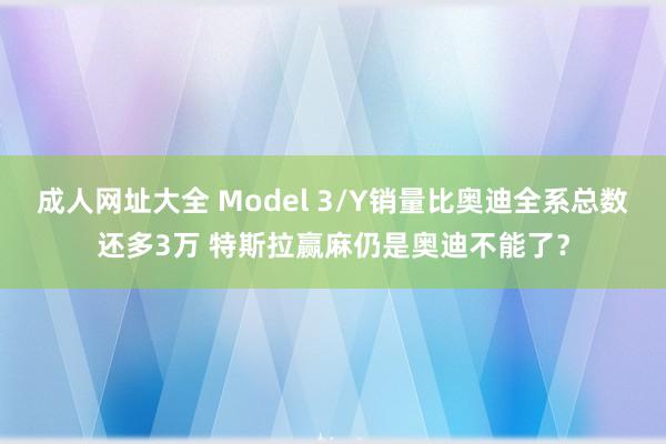 成人网址大全 Model 3/Y销量比奥迪全系总数还多3万 特斯拉赢麻仍是奥迪不能了？